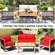 4 Pieces Wood Outdoor Patio Furniture Set with Cushions for Garden