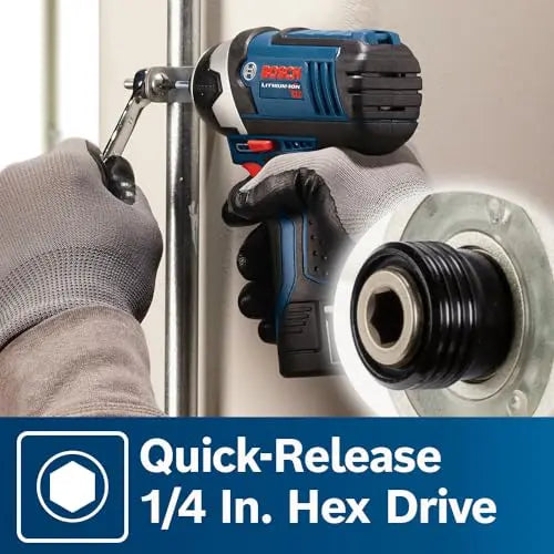 BOSCH CLPK22-120 12V Max Cordless 2-Tool 3/8 in. Drill/Driver and 1/4 in. Impact Driver Combo Kit with 2 Batteries, Charger and Case,Blue