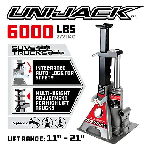 Powerbuilt 3 Ton, Bottle Jack and Jack Stands in One, 6000 Pound Capacity