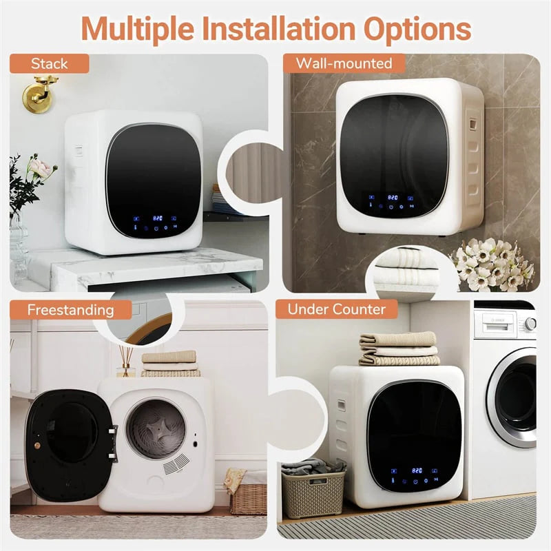 1.5 cu.ft Portable Clothes Dryer, 800W Electric Compact Laundry Dryer with Stainless Steel Tub & LED Touch Panel for Apartment, Dorm & RV