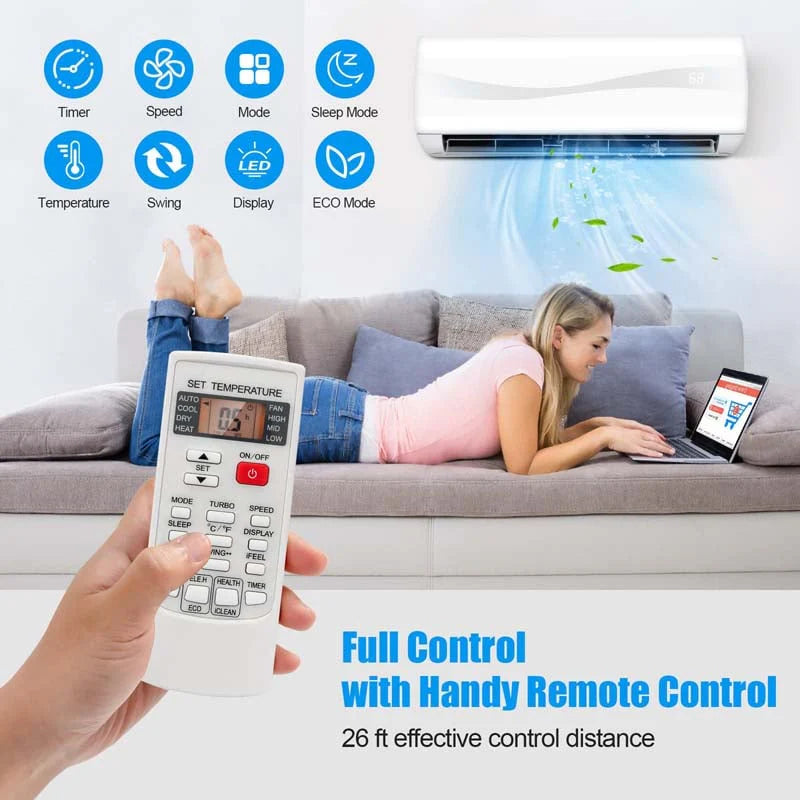 24000 BTU Ductless Mini Split Air Conditioner 208-230V 18.5 SEER2 Wall-Mounted Inverter AC Unit with Heat Pump