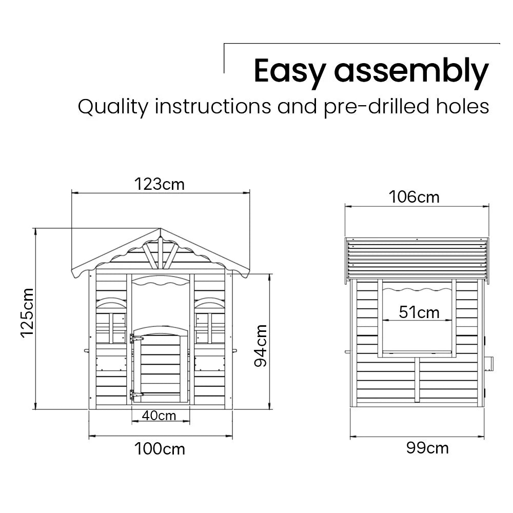 ROVO KIDS Cubby House, Outdoor Wooden DIY Timber Cottage Style Playhouse, for Children
