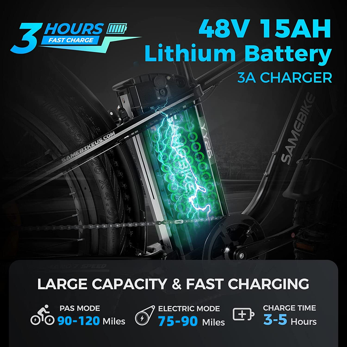 Outdoor electric bike with 48V/15Ah lithium battery ??Black