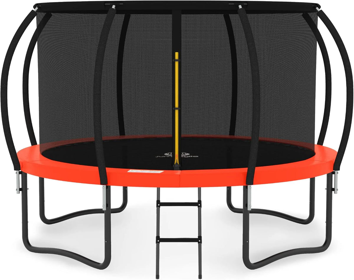 JUMPZYLLA Trampoline 8FT 10FT 12FT 14FT 15FT 16FT Trampoline with Enclosure - Recreational Trampolines with Ladder and AntiRust Coating, ASTM Approval Outdoor Trampoline for Kids