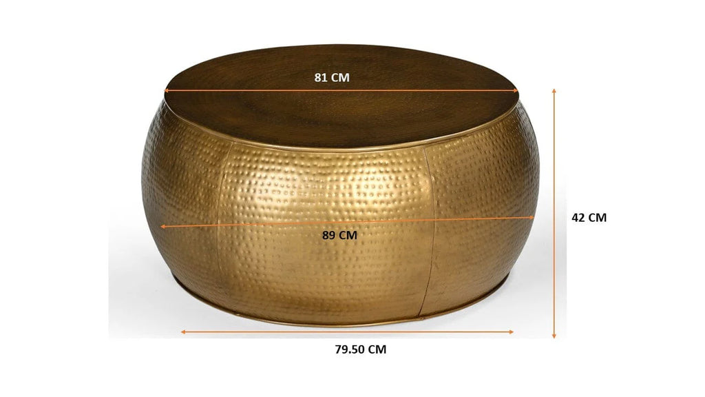 BRASS LOOK HAMMERED COFFEE TABLE