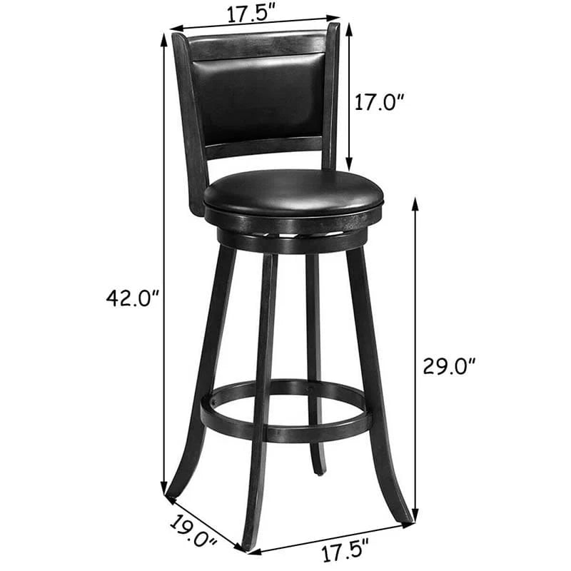2-Pack 29" Wooden Counter Stools, 360° Swivel Bar Stools with Backs, Counter Height Stool, Upholstered Bar Chairs Dining Chairs