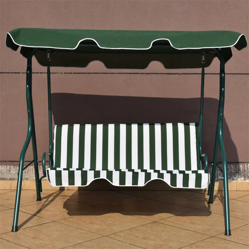 3-Person Cushioned Metal Outdoor Patio Porch Swing Chair Bench Glider with Adjustable Awing Canopy