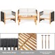 4 Pieces Wood Outdoor Patio Furniture Set with Cushions for Garden