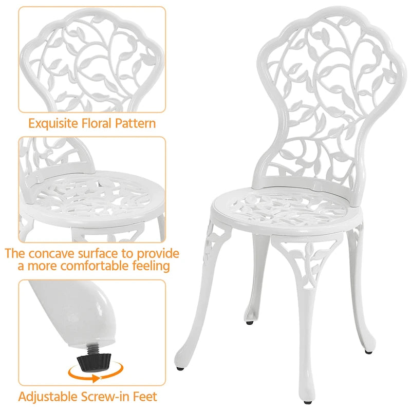 Yaheetech 3-Piece Aluminum Patio Bistro Table Set Antique Chair Sets