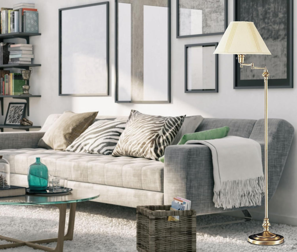 Cal Lighting BO-314-AB Transitional Swing Arm Floor Lamp, Antique Bronze