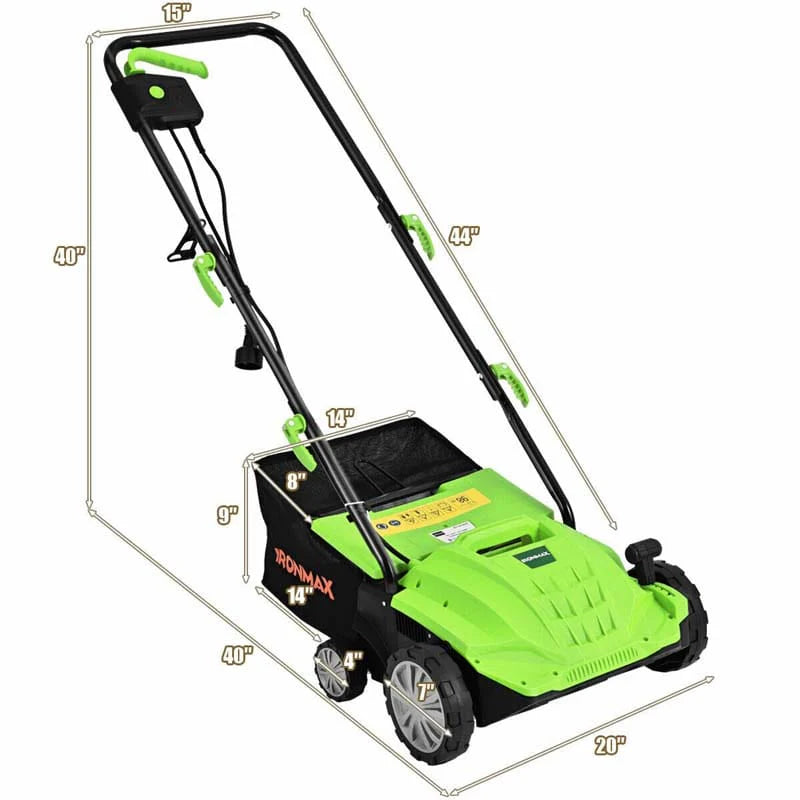 2-in-1 Electric Lawn Dethatcher & Scarifier, 12 Amp 13" Corded Grass Dethatcher with 40L Collection Bag