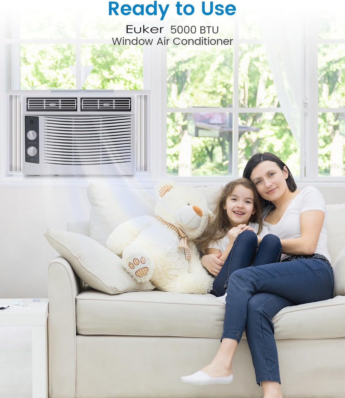 Smart 6000 BTU WiFi Window Air Conditioner, Window AC Unit with Remote and App Control, Timer Function and Easy Installation Kit, for Rooms up to 350