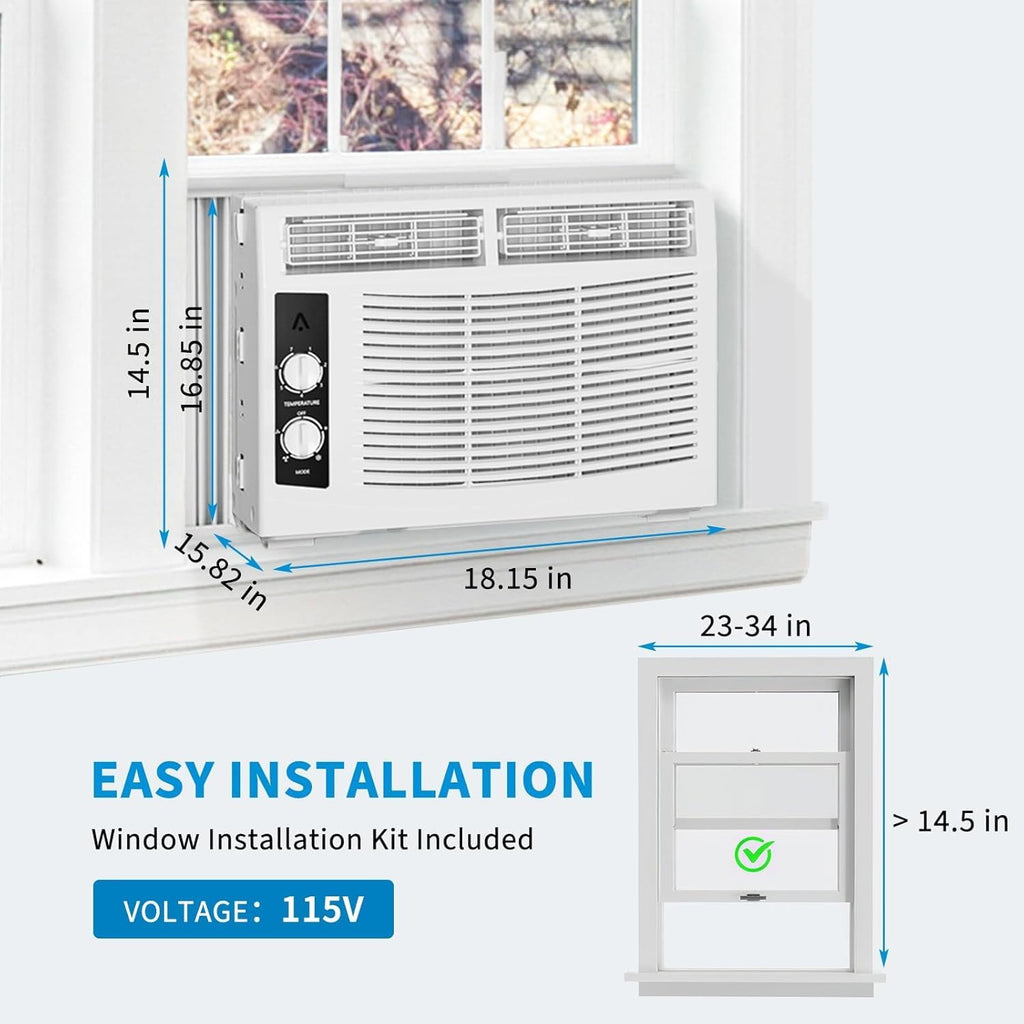 Smart 6000 BTU WiFi Window Air Conditioner, Window AC Unit with Remote and App Control, Timer Function and Easy Installation Kit, for Rooms up to 350