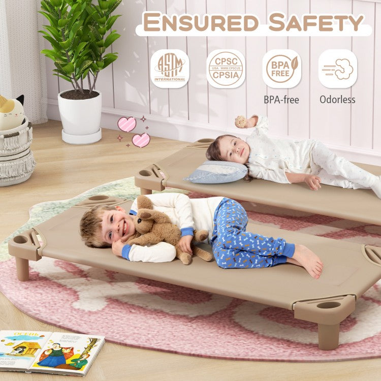 Kids Stackable Daycare Cot Pack of 6 with Detachable Oxford Cloth