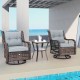 3 Pieces Outdoor Swivel Rocker Set with Small Side Table