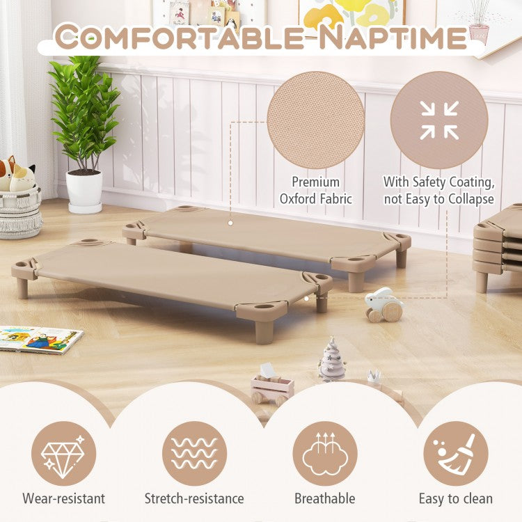Kids Stackable Daycare Cot Pack of 6 with Detachable Oxford Cloth