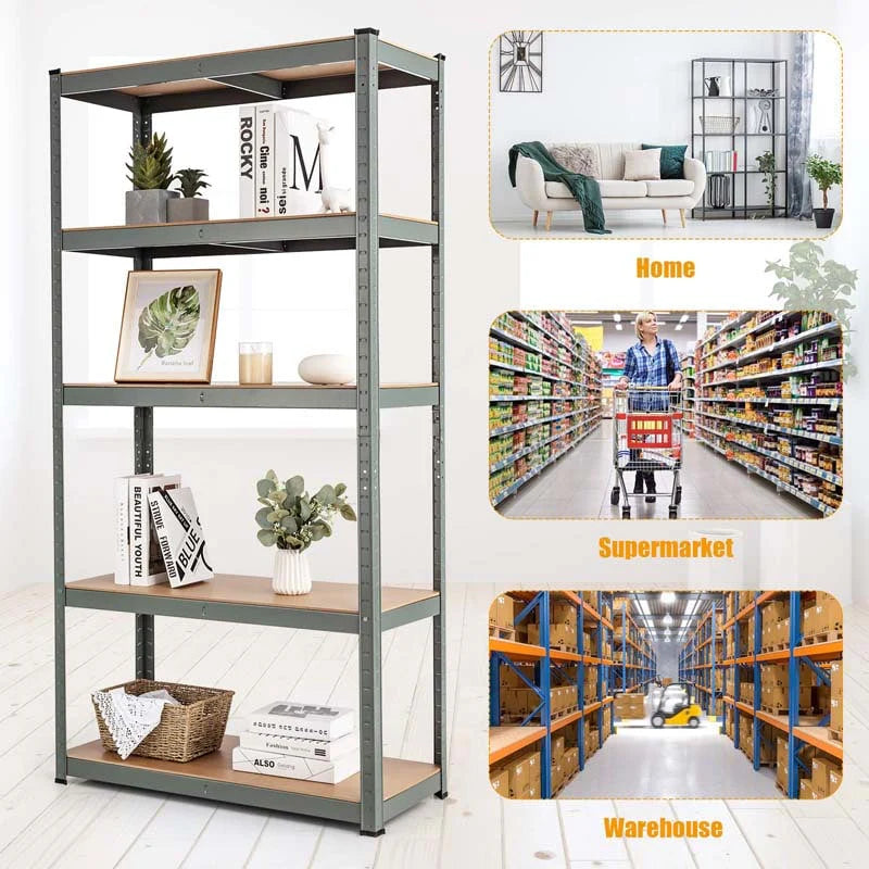 Gray 36" x 16'' x 72" 5-Tier Storage Shelving Unit, 2000 lbs Capacity Heavy Duty Metal Utility Shelves, Adjustable Storage Racks