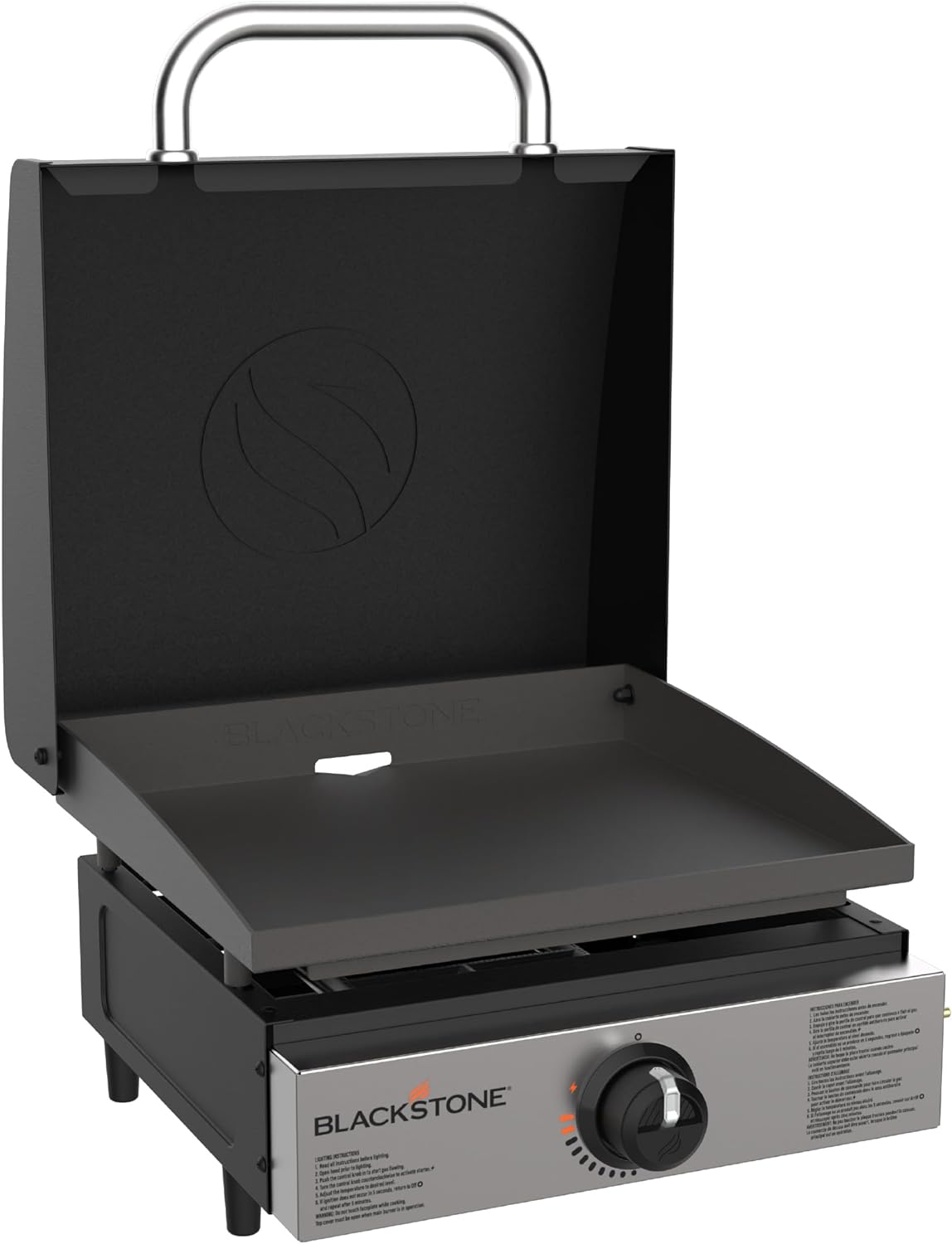 BLACKSTONE 1814 Stainless Steel Propane Gas Portable  Flat Top Griddle Frill Station for Kitchen  Camping  Outdoor  Tailgating  Tabletop  Countertop �C Heavy Duty & 12  000 BTUs  17 Inch  Black