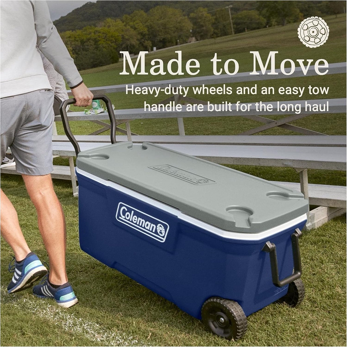 Coleman Classic Series Insulated Portable Wheeled Cooler, Leak-Resistant Outdoor Hard Cooler Keeps Ice up to 5 Days, 100-Quart