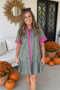 Charm And Charisma Striped Dress-Army