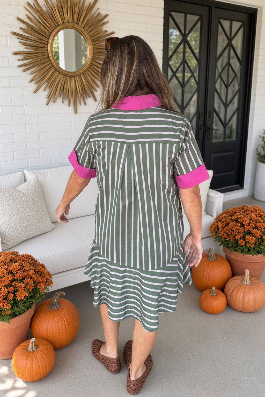 Charm And Charisma Striped Dress-Army - view 4