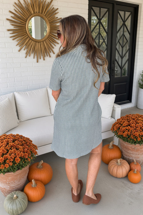 Check Her Out Zip Front Dress-Hunter Green - view 2