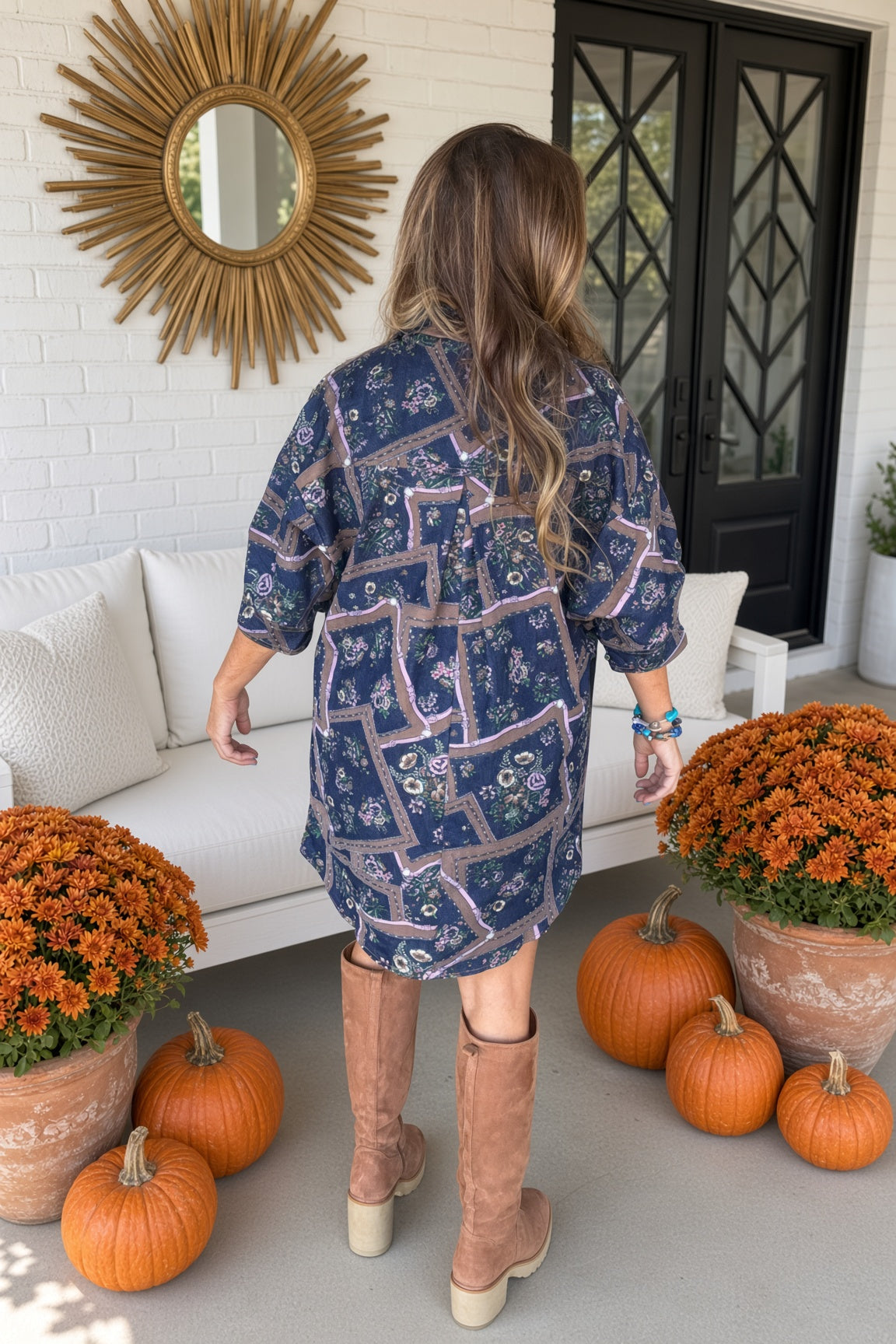 Front Porch Swinging Collared Shirt Dress-Denim - view 5