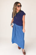 It's Gingham Time Layered Maxi Dress-Navy