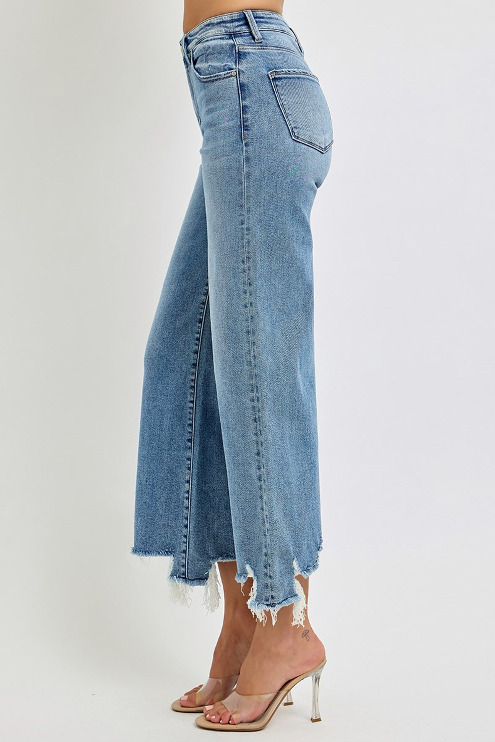 Risen Jeans-High Rise Crop Wide Step Hem Jeans-Medium - view 3