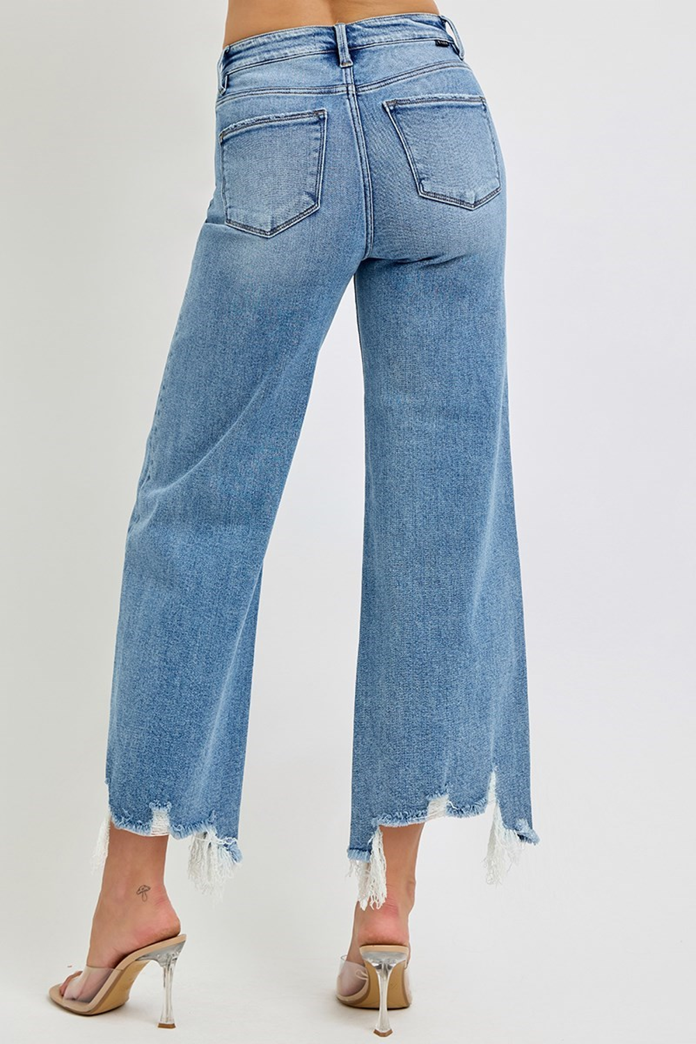 Risen Jeans-High Rise Crop Wide Step Hem Jeans-Medium - view 4